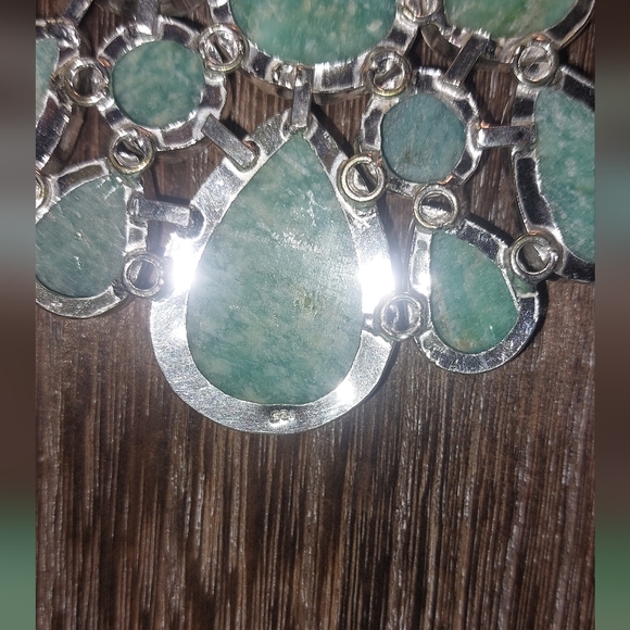 Enormous Rough Cut Amazonite Statement Necklace - Picture 5 of 6
